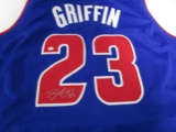 Blake Griffin of the Detroit Pistons signed blue basketball jersey Certified COA 296