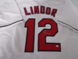 Francisco Lindor of the Cleveland Indians signed white baseball jersey Certified COA 992