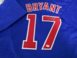 Kris Bryant of the Chicago Cubs signed blue baseball jersey Certified COA 947