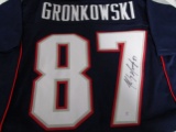 Rob Gronkowski of the New England Patriots signed blue football jersey Certified COA 862