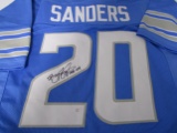 Barry Sanders of the Detroit Lions signed blue football jersey Certified COA 779