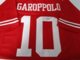 Jimmy Garoppolo of the San Francisco 49ers signed red football jersey Certified COA 169