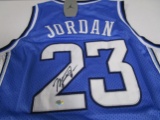 Michael Jordan of the North Carolina Tar Heels signed blue basketball jersey Certified COA 815