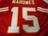 Patrick Mahomes of the Kansas City Chiefs signed red football jersey Certified COA 794