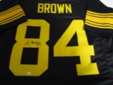 Antonio Brown of the Pittsburgh Steelers signed black football jersey Certified COA 910