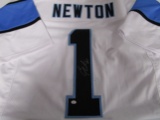 Cam Newton of the Carolina Panthers signed white football jersey Certified COA 020