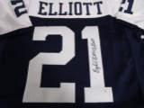 Ezekiel Elliott of the Dallas Cowboys signed blue & white football jersey Certified COA 090