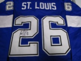 Martin St Louis of the Tampa Bay Lightning signed blue hockey jersey Certified COA 766