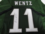 Carson Wentz of the Philadelphia Eagles signed green football jersey Certified COA 197