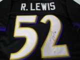 Ray Lewis of the Baltimore Ravens signed black football jersey Certified COA 392