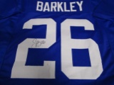 Saquon Barkley of the New York Giants signed blue football jersey Certified COA 243