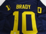 Tom Brady of the Michigan Wolverines signed blue football jersey Certified COA 796