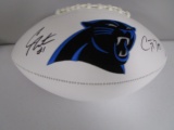 Cam Newton Christian McCaffrey of the Carolina Panthers signed logo football Certified COA 956