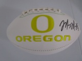 Marcus Mariota of the Oregon Ducks signed autographed logo football Certified COA 927