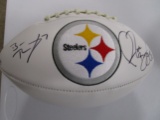 Jerome Bettis Ben Roethlisberger of the Pittsburgh Steelers signed logo football Certified COA 029