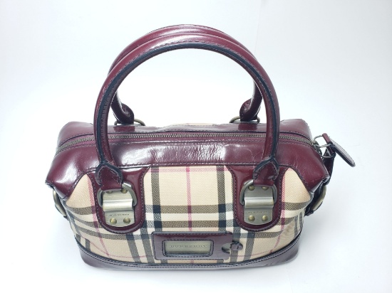 Womens Authentic Designer Burberry Leather & Canvas Purse