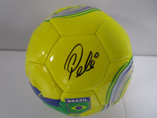 Pele soccer superstar signed autographed yellow Brazil soccer ball COA 534