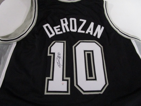 DeMar DeRozan of the San Antonio Spurs signed autographed black basketball jersey COA 559