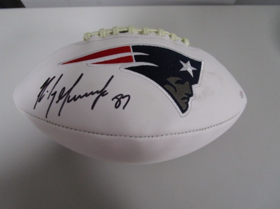Rob Gronkowski of the New England Patriots signed autographed logo football COA 377