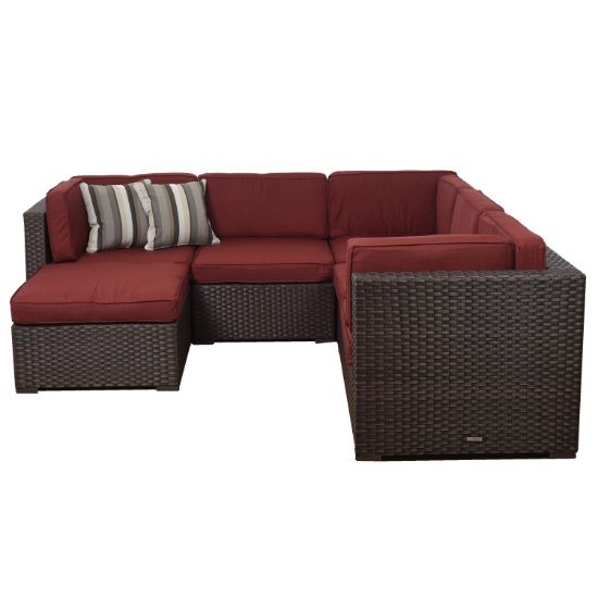 6 PIECE SECTIONAL  SET -    BROWN WICKER & ALUMINUM FRAMES