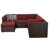 6 PIECE SECTIONAL  SET -    BROWN WICKER & ALUMINUM FRAMES