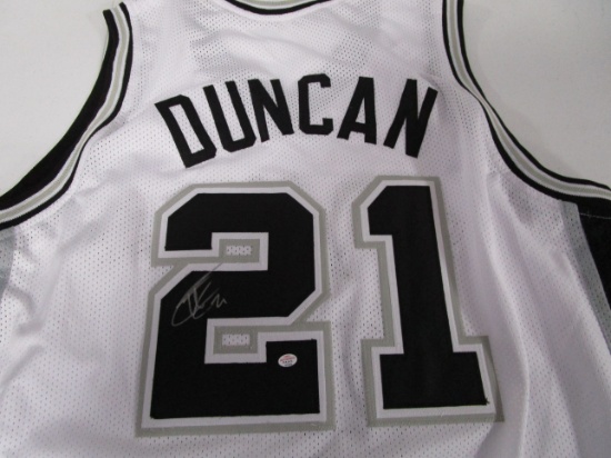 Tim Duncan of the San Antonio Spurs signed white basketball jersey PAAS COA 046