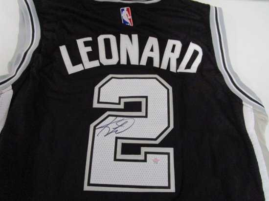 Kawhi Leonard of the San Antonio Spurs signed black basketball jersey PAAS COA 768