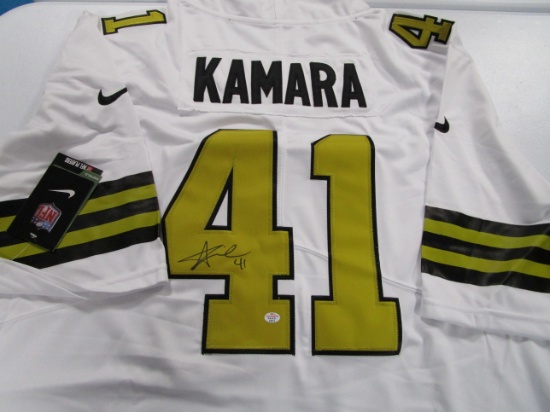 Alvin Kamara New Orleans Saints signed autographed white football jersey PAAS COA 815