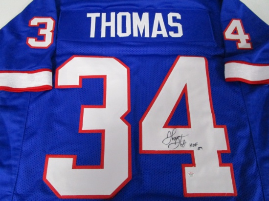 Thurman Thomas of the Buffalo Bills signed autographed blue football jersey PAAS COA 396