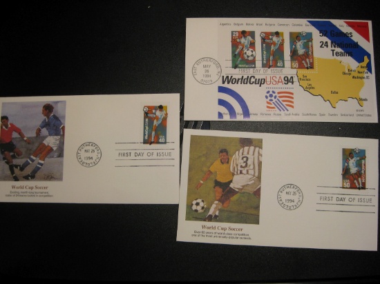 WORLD CUP CACHET FIRST DAY COVER LOT OF 3