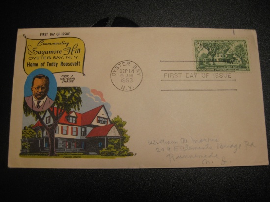 RARE 1953 TEDDY ROOSEVELT VINTAGE CACHET FDC