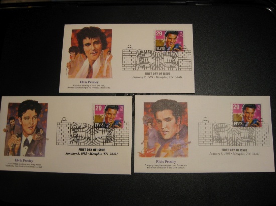 LOT OF 3 ELVIS PRESLEY VINTAGE FIRST DAY COVERS