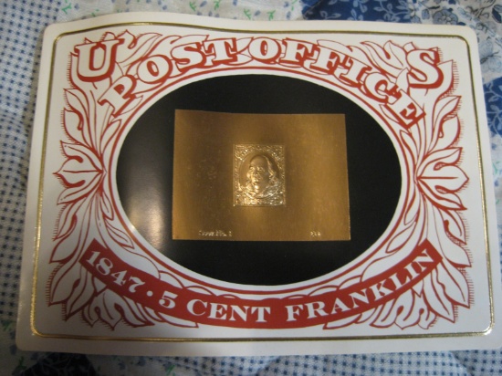 VINTAGE 1847 BEN FRANKIN GOLD REPLICA STAMP