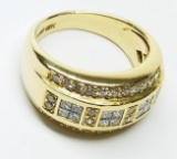 Mens 18k Yellow Gold 42 Diamonds Cluster Stamped Ring Size 7
