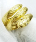 Womens JULIRO 18k Yellow Gold Diamond Eyes Snake Diamonds Ring Size 6