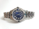 Womens Rolex St. Stainless Model 69174 Diamond Bezel, Dial Case Datejust Watch w/ Original Box