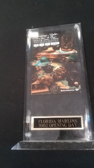 OPENNING DAY MARLINS TICKET IN LUCITE