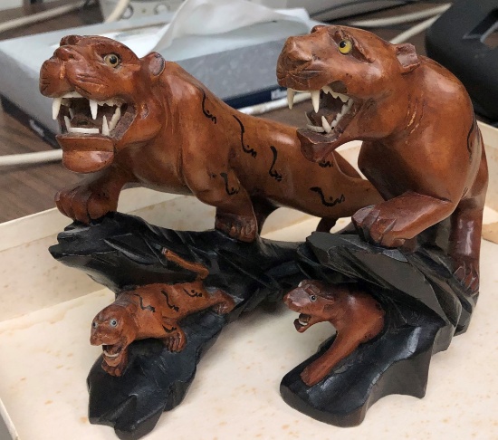 Pair of Hand-crafted Wood Panthers