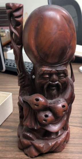 Vintage Chinese Wooden Sau God Longevity Wiseman Figure