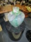 Large Aryllic Vase - Clear with Green Stripes - Unsigned
