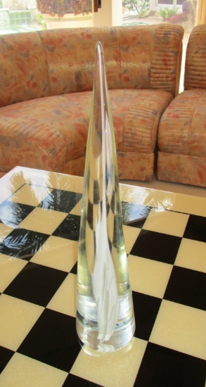 18 inch Glass Cone -Art Glass Signed by unknown Artist