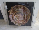 Flower shaped artwork on Wood in Shadow box - Unsigned