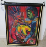 Couple Dancing - Colorful Original Signed artwork by Pachter - Done in 1984