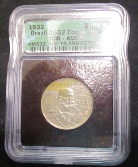 1932 Brazil - 1532 Colonization - 2000k - Graded by ICG - AU53