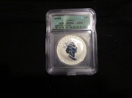 2002 Canada 5.00 Horse Privy - Silver - Graded MS68 DCAM by ICG