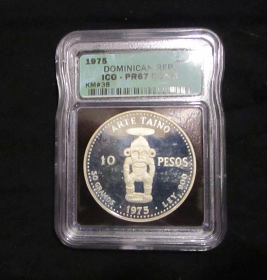 1975 Dominican Republic - 10 Pesos - Graded by ICG by PR67 DCAM