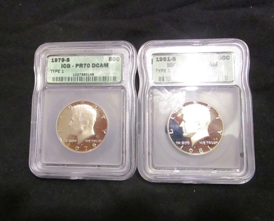 1979s and 1981s US Half Dollars - Graded by ICG by PR70 DCAM and PR69