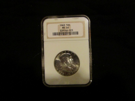 1963 US Franklin Half Dollar, Graded by NGC MS64