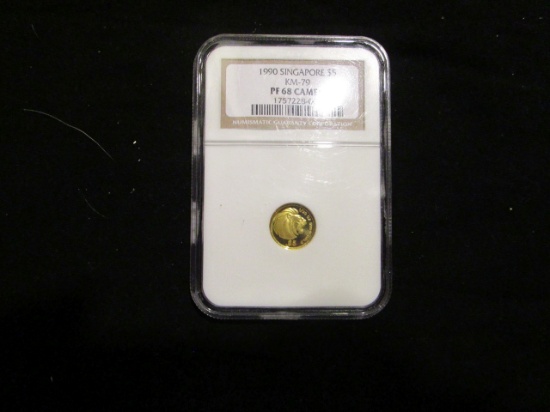 1990 Singapore $5 Gold - Graded by NGC PF68 Cameo