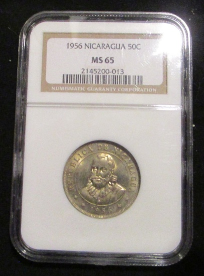 1956 Nicaragua 50 cents - Graded MS65 by NGC